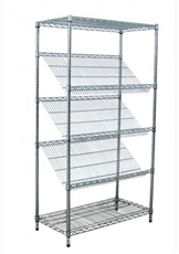 Modular Wire Shelving - Sloping Display Shelf 530 X 915mm - Zinc Plated And Clear Epoxy Powder Coat