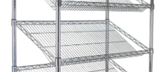Modular Wire Shelving - Sloping Display Shelf 530 X 1525mm - Zinc Plated And Clear Epoxy Powder Coat