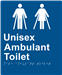 Braille Unisex Ambulant Toilet Sign White Blue