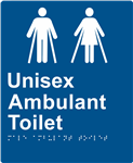 Braille Unisex Ambulant Toilet Sign White Blue