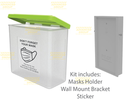Face Masks Dispenser Kit - with Lid, Wall Mount Bracket & Masks Decal