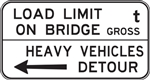 G9-4 1700x900mm Load Limit on Bridge Heavy Vehicles Detour Sign with Left Arrow