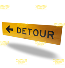 DETOUR with Left Arrow Sign