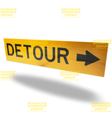 DETOUR with Right Arrow Sign