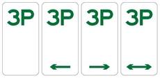 3P 3 hour parking sign 225x450mm
