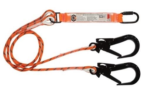 LINQ Double Leg Kernmantle 2M Shock Absorb Rope Lanyard with Hardware KD & ST X2
