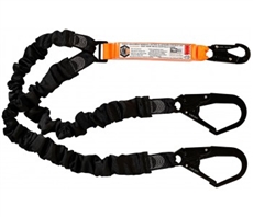 LINQ Double Elasticated Lanyard with 1 x Snap Hook and 2 x Double Action Scaff Hooks