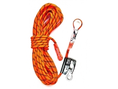 LINQ Kernmantle Rope Restraint Line - 15 Metre thimble eye c/w Rope Grab and Snap Hook 15m