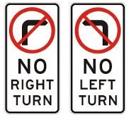 NSW Style No Left Turn / No Right Turn L/R Sign Reflective on aluminium