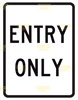 ENTRY ONLY car park sign 450x600mm black text on reflective white b'ground on aluminium