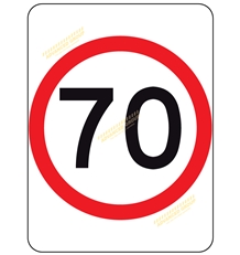 Speed Limit Sign 70kmh B size 600x800mm on aluminium Aus Std