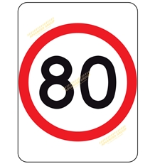 Speed Limit Sign 80kmh A size 450x600mm on aluminium Aus Std