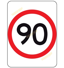 Speed Limit Sign 90kmh A size 450x600mm on aluminium Aus Std