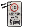 Shared Zone shared zone australian standard road sign