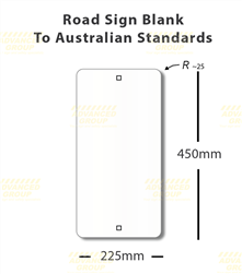 Aluminium Parking Sign Blanks 225x450x1.6mm with 11mm square holes, 25mm radius corners and white colour bond on one side