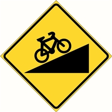 W6-211 Caution Steep Climb (incline) For Bicycles Sign Aluminium Class 1