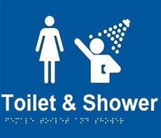 White On Blue - Female Toilet & Shower - Plastic - 210x180