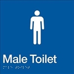 White On Blue - Braille Sign Male Toilet - Plastic - 180x180