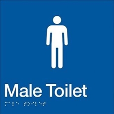 White On Blue - Braille Sign Male Toilet - Plastic - 180x180