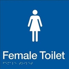 White On Blue - Braille Sign Female Toilet - Plastic - 180x180