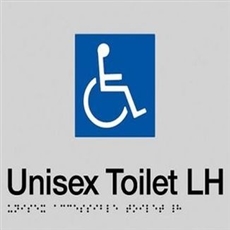 Black On Silver - Braille Sign Unisex Accessible Toilets LH - Plastic - 180x180