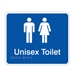 White On Blue - Braille Sign Unisex Toilet - Plastic - 210x180