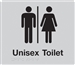 Black on Silver - Braille Sign Unisex Toilet - Plastic - 210x180