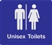 White On Blue - Braille Sign Unisex Toilets - Plastic - 210x180