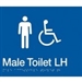 White On Blue - Braille Sign Male Accessible Toilets LH - Plastic - 210x180