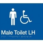 White On Blue - Braille Sign Male Accessible Toilets LH - Plastic - 210x180