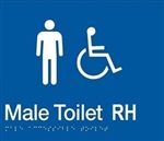 White On Blue - Braille Sign Male Accessible Toilets RH - Plastic - 210x180