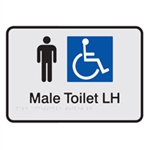 Black On Silver - Braille Sign Male Accessible Toilets LH - Plastic - 210x180