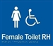 White On Blue - Braille Sign Female Accessible Toilets RH - Plastic - 210x180