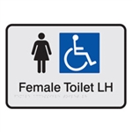 Black On Silver - Braille Sign Female Accessible Toilets LH - Plastic - 210x180