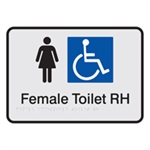 Black On Silver - Braille Sign Female Accessible Toilets RH - Plastic - 210x180