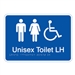 White On Blue - Braille Sign Unisex Accessible Toilets LH - Plastic - 210x180