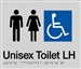 Black On Silver - Braille Sign Unisex Accessible Toilets LH - Plastic - 210x180