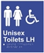 White On Blue- Braille Sign Unisex Accessible Toilets LH - Plastic - 180x210