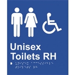 White On Blue - Braille Sign Unisex Accessible Toilets RH - Plastic - 180x210
