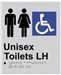 Black On Silver - Braille Sign Unisex Accessible Toilets LH - Plastic - 180x210