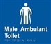 White on Blue - Braille Sign Male Ambulant Toilet - Plastic - 180x180