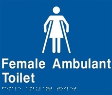 BRAILLE SIGN FEMALE AMBULANT TOILET WHT/BLU