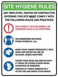 Site Hygiene Rules Sign 300x450mm Multiple options