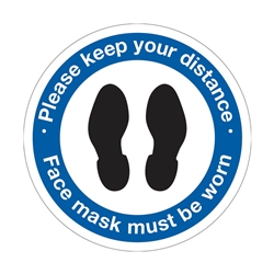 Floor & Carpet Marking Sign - Please Keep Your Distance, Face Mask Must Be Worn