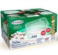 Satco 750ml Microwave Containers and Lids  (Pack of 250)