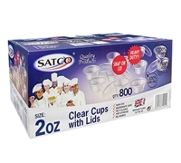Satco 2oz Plastic Round Clear Cups and Lids (Pack of 800)