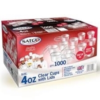 Satco 4oz Plastic Round Clear Cups and Lids (Pack of 800)