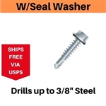 Hex Self Drill Screw 12-24 x 7/8" #4 With Seal Washer Point 100 Pieces