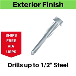 Hex Self Drill Screw 12-24 x 1-1/4" #5 Point Exterior Coated