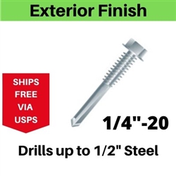 Hex Self Drill Screw 1/4-20 x 4" #5 Point 50 Pieces